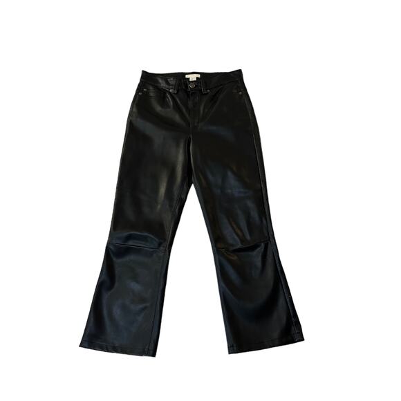 H&M Wide Leg Faux Leather Pants Black - Picture 1 of 5